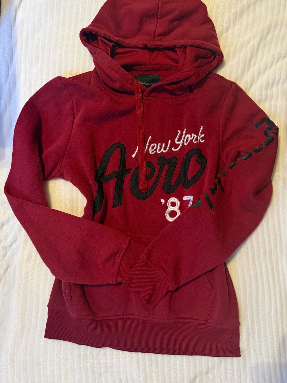 Aeropostale New York Aero 87 Burgundy Hoodie Size